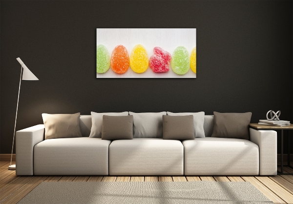 Printed glass wall art Colorful jelly beans