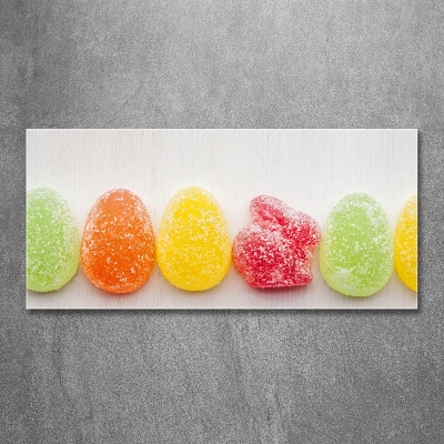 Printed glass wall art Colorful jelly beans