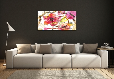 Wall art on glass Floral pattern