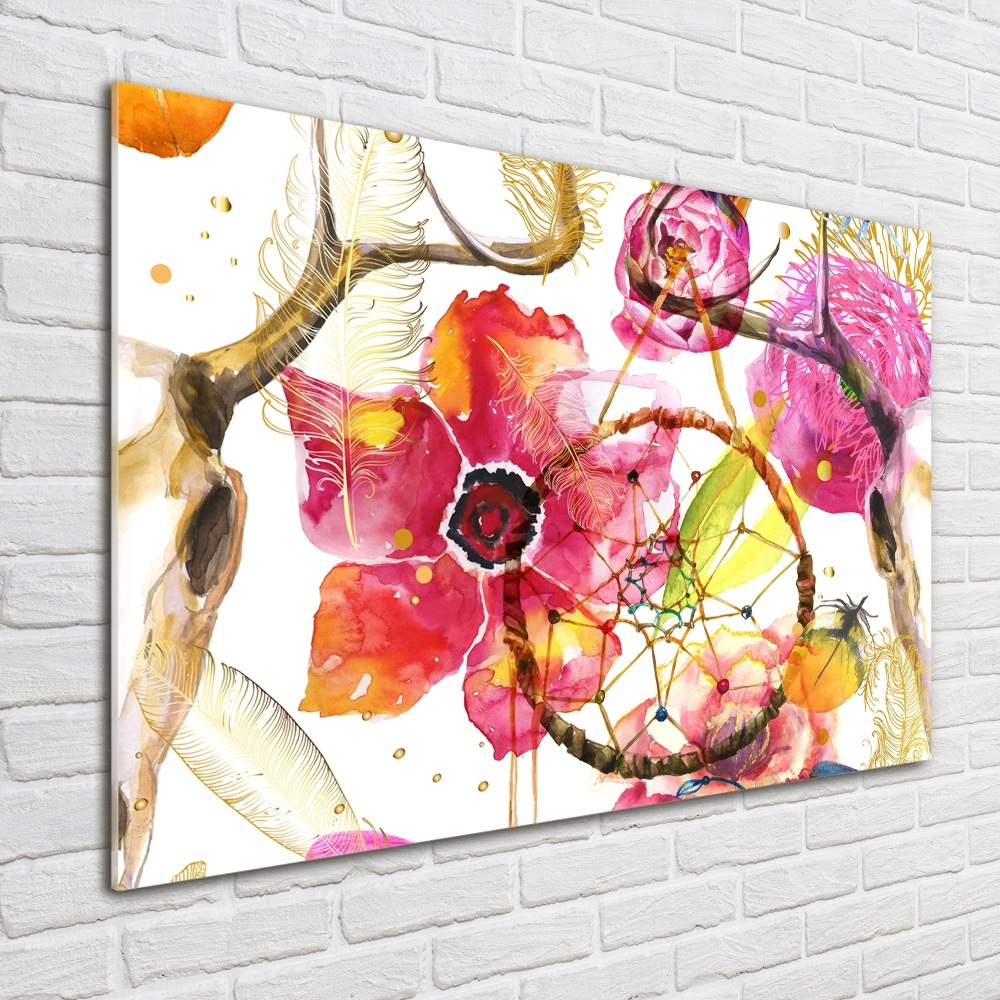 Wall art on glass Floral pattern