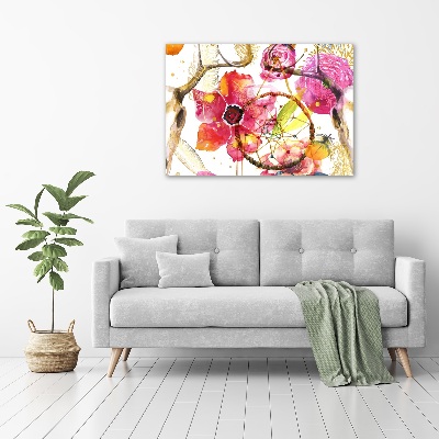 Wall art on glass Floral pattern