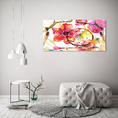 Wall art on glass Floral pattern