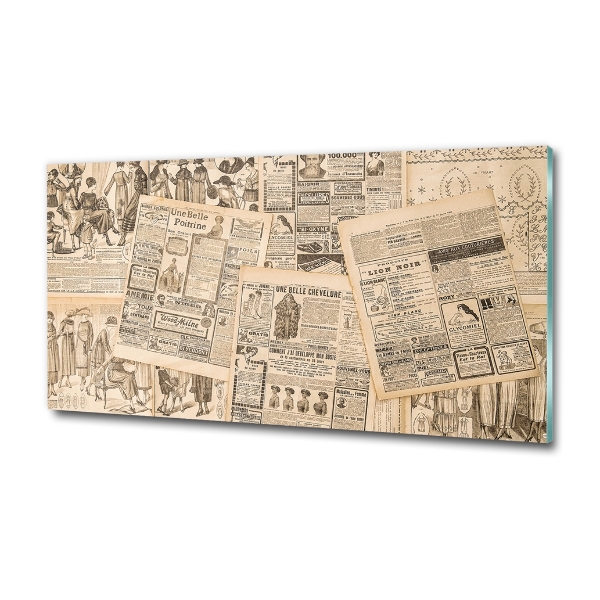 Glass picture wall art Ancient newspaper