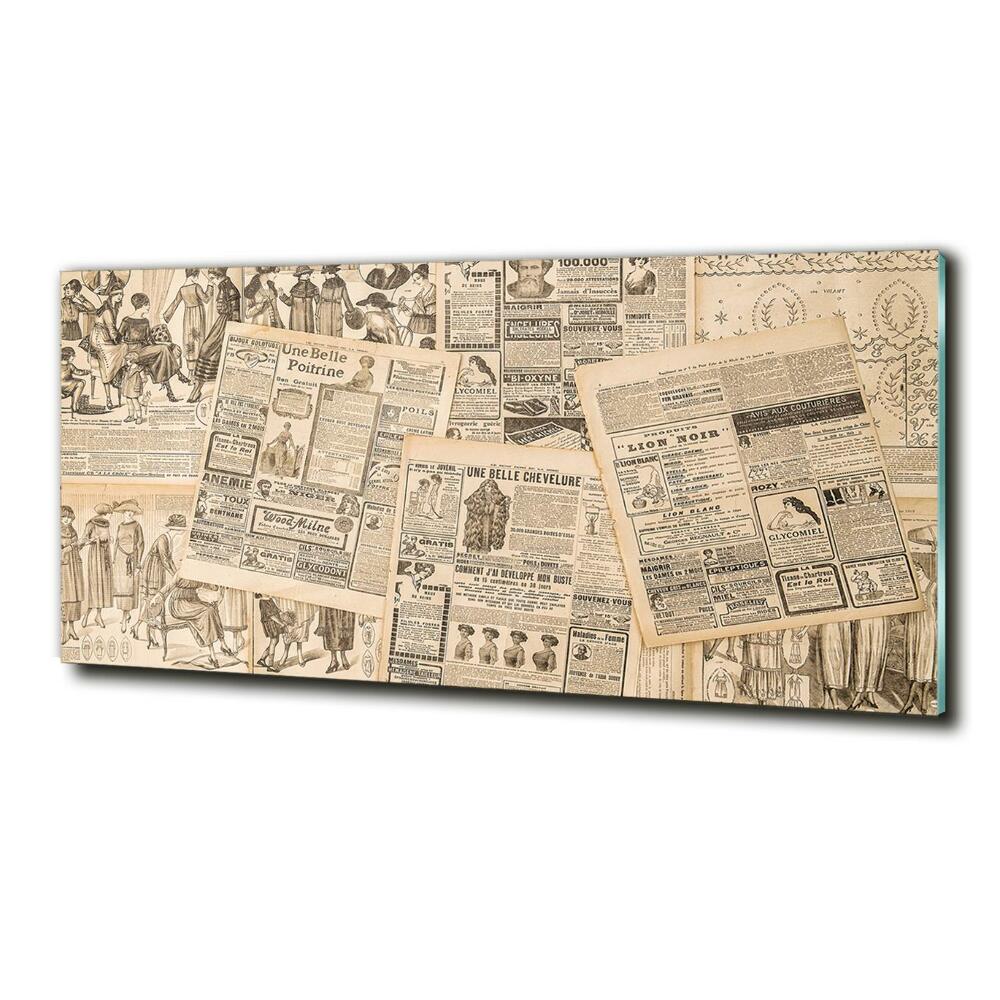 Glass picture wall art Ancient newspaper