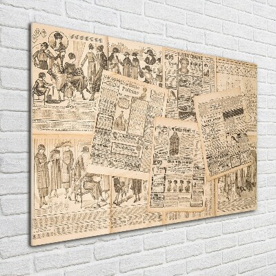 Glass picture wall art Ancient newspaper