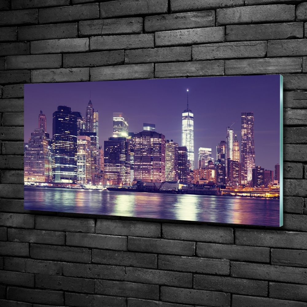 Glass wall art large New york at night