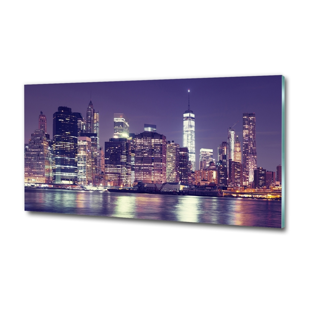 Glass wall art large New york at night