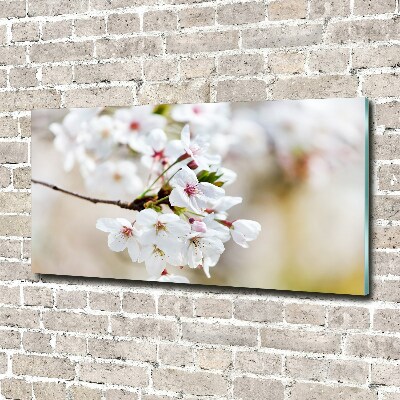 Glass wall art large Cherry blossoms