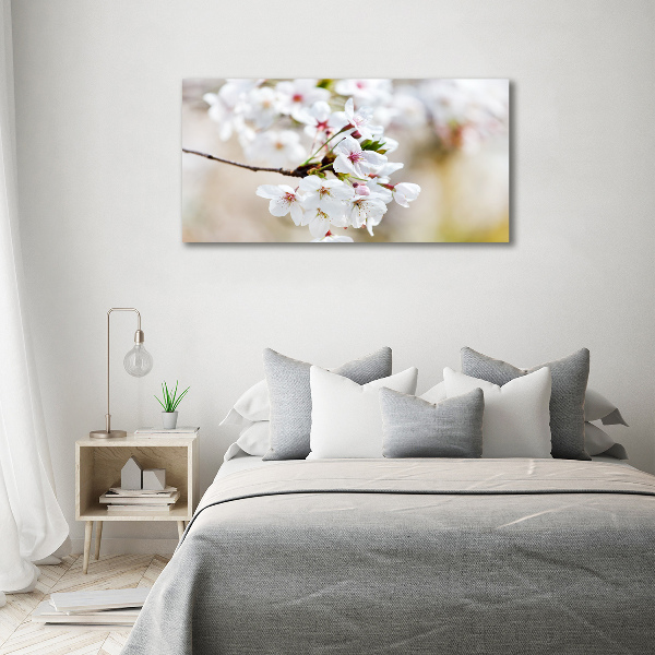 Glass wall art large Cherry blossoms