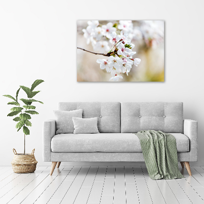 Glass wall art large Cherry blossoms