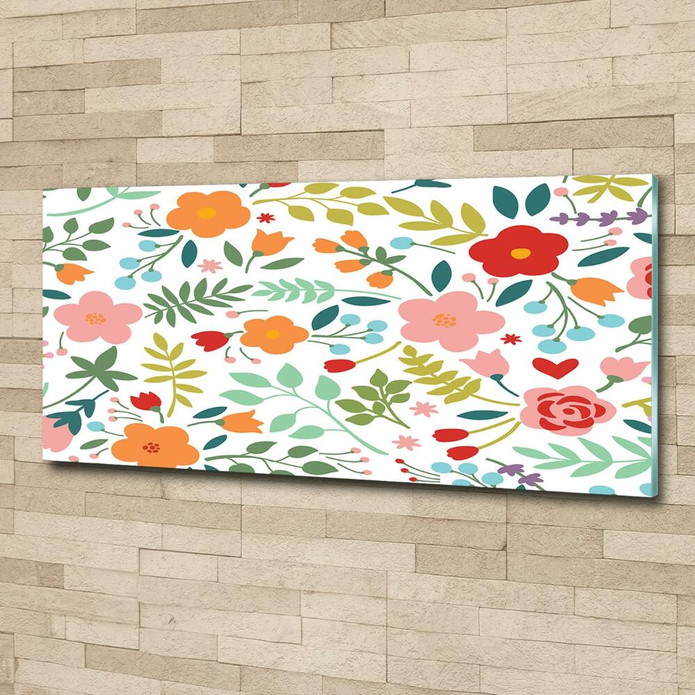 Glass wall art Flowers illustration