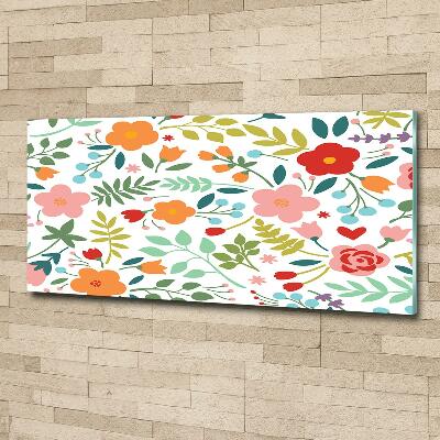 Glass wall art Flowers illustration