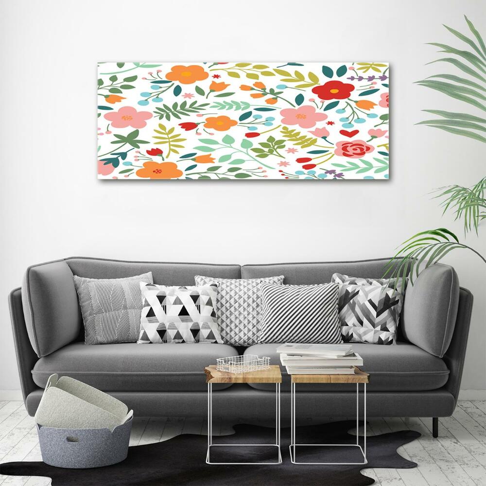 Glass wall art Flowers illustration