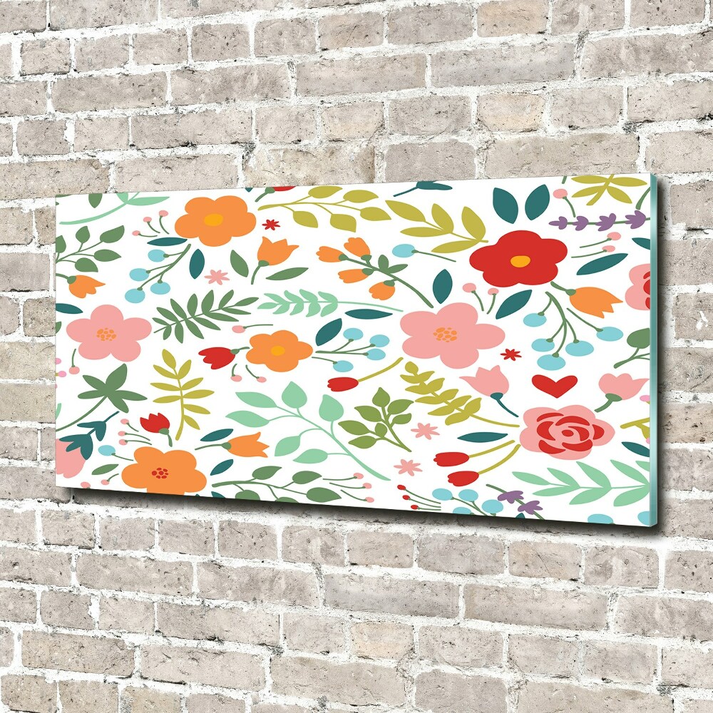 Glass wall art Flowers illustration