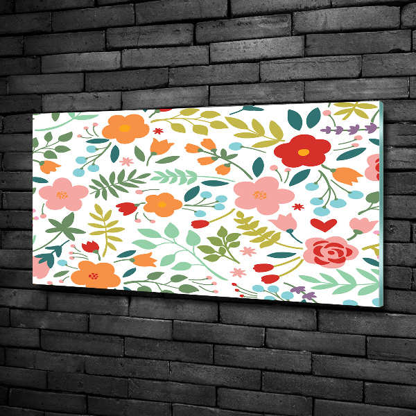 Glass wall art Flowers illustration