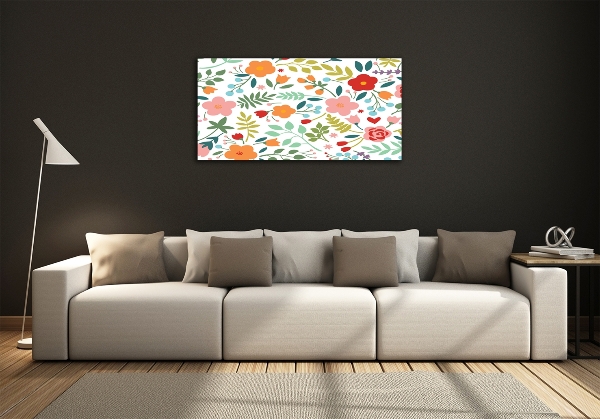 Glass wall art Flowers illustration