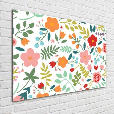 Glass wall art Flowers illustration