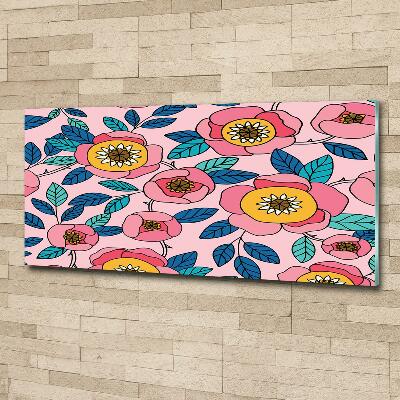 Wall art on glass Pink flowers