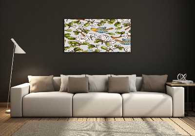 Wall art on glass Flowers and birds