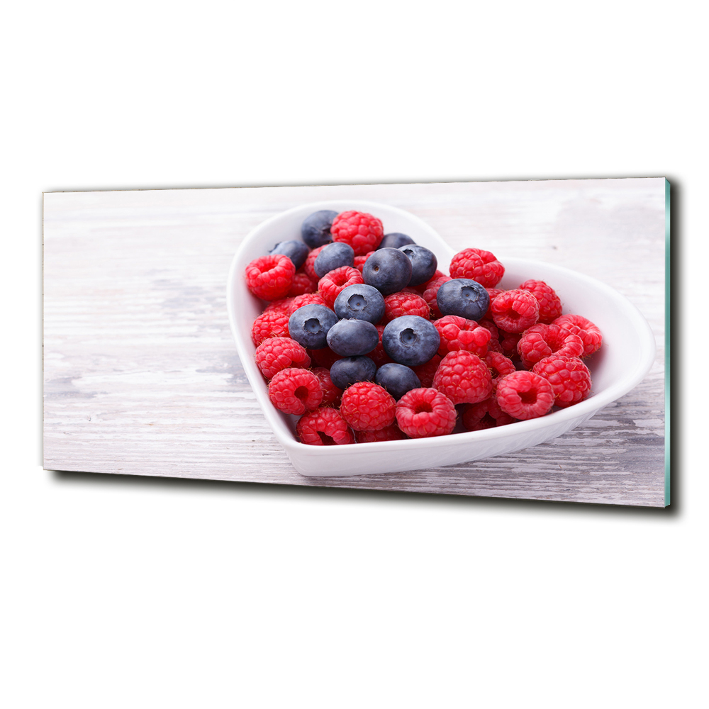 Glass wall art large Raspberries and berries