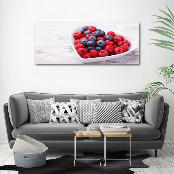 Glass wall art large Raspberries and berries