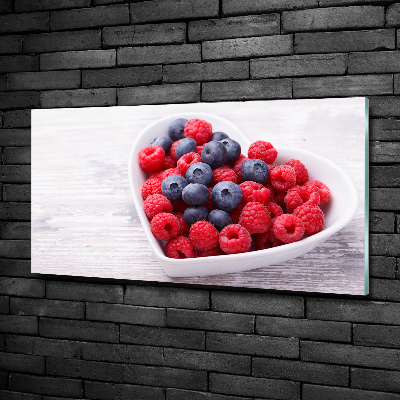 Glass wall art large Raspberries and berries