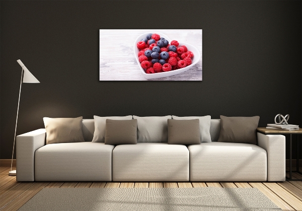 Glass wall art large Raspberries and berries