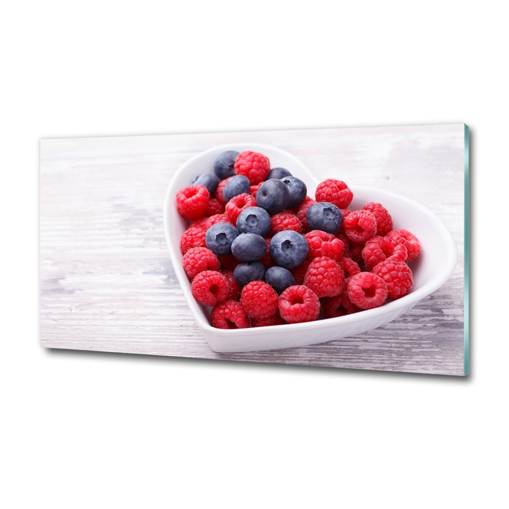 Glass wall art large Raspberries and berries