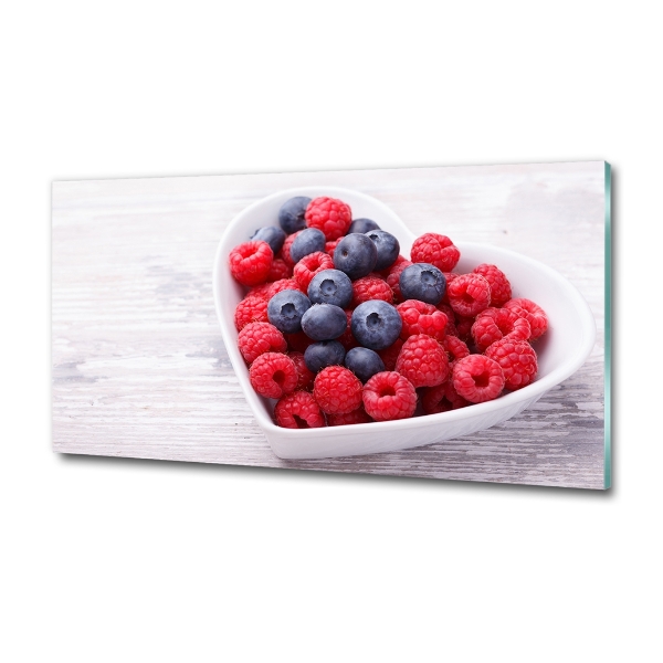 Glass wall art large Raspberries and berries