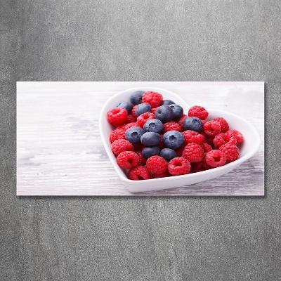 Glass wall art large Raspberries and berries