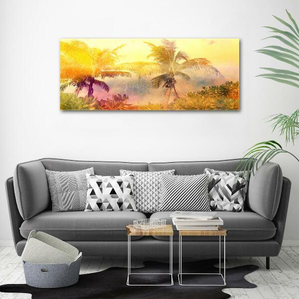 Glass art print Colorful palm trees