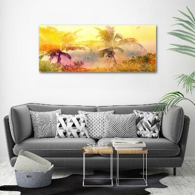 Glass art print Colorful palm trees