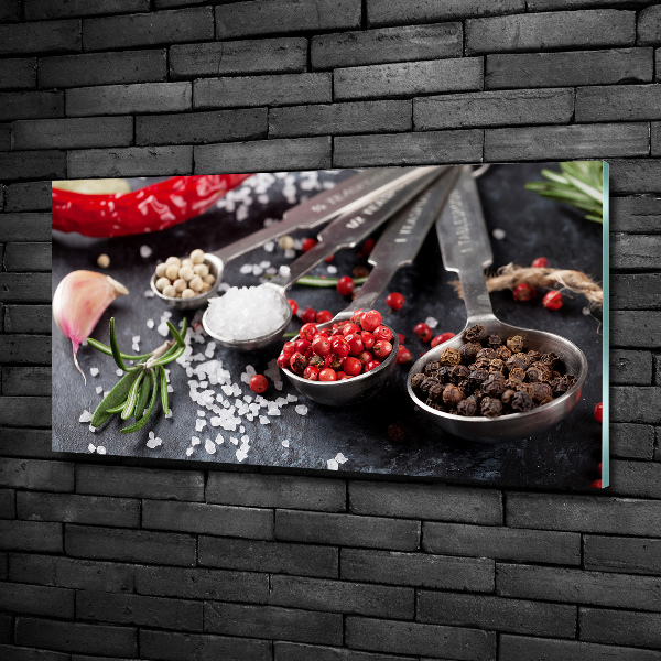 Glass wall art large Herbs and spices