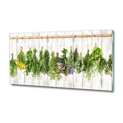 Glass wall art large Herbs on a string