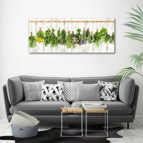 Glass wall art large Herbs on a string