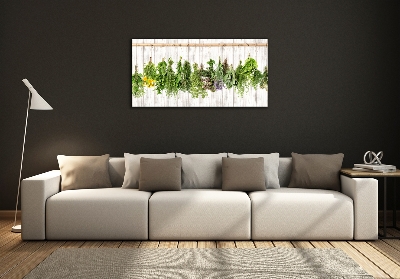 Glass wall art large Herbs on a string