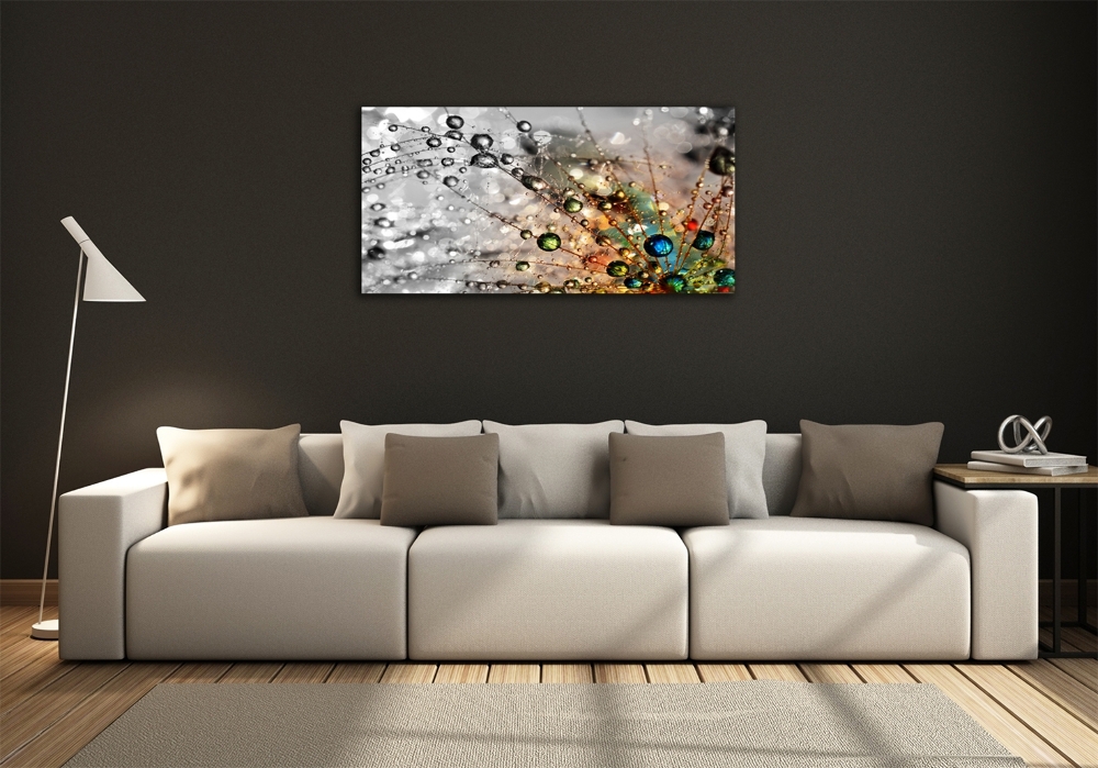 Glass wall art large Dandelion seeds