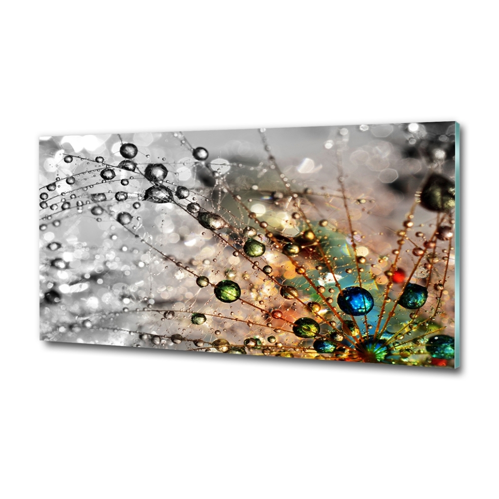 Glass wall art large Dandelion seeds