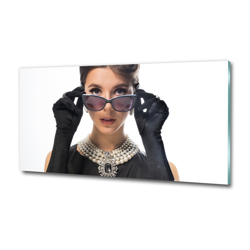 Photo printed on glass Woman with glasses