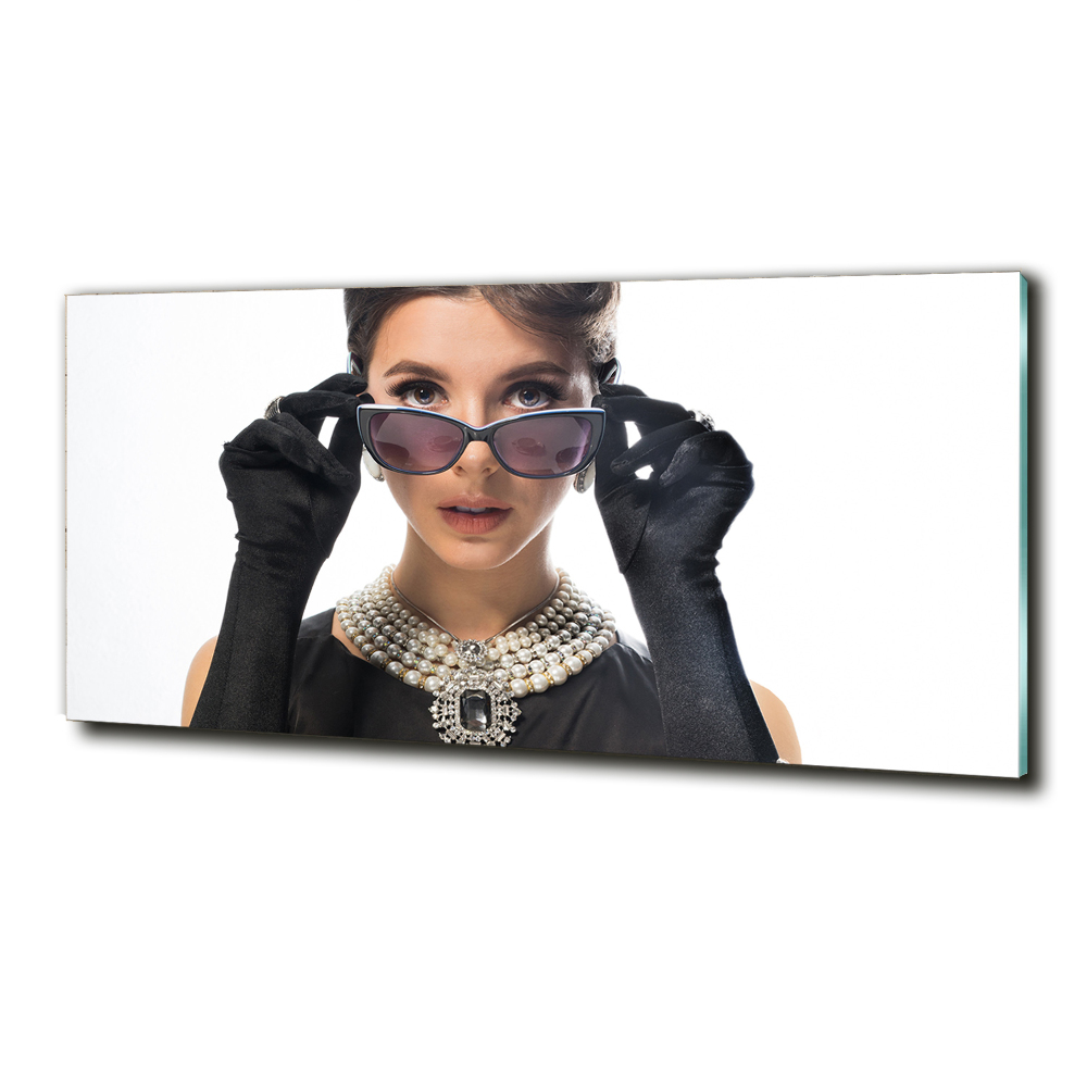 Photo printed on glass Woman with glasses