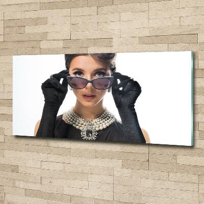 Photo printed on glass Woman with glasses