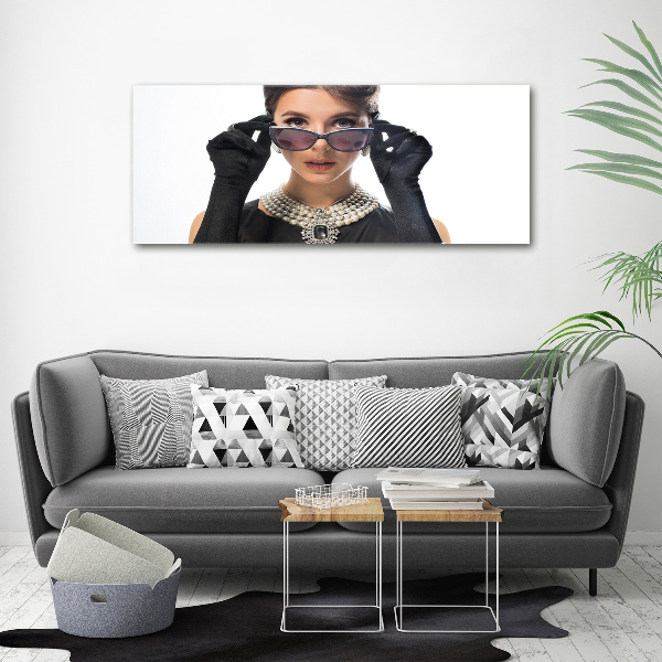 Photo printed on glass Woman with glasses