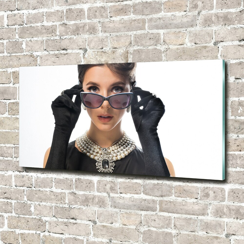 Photo printed on glass Woman with glasses