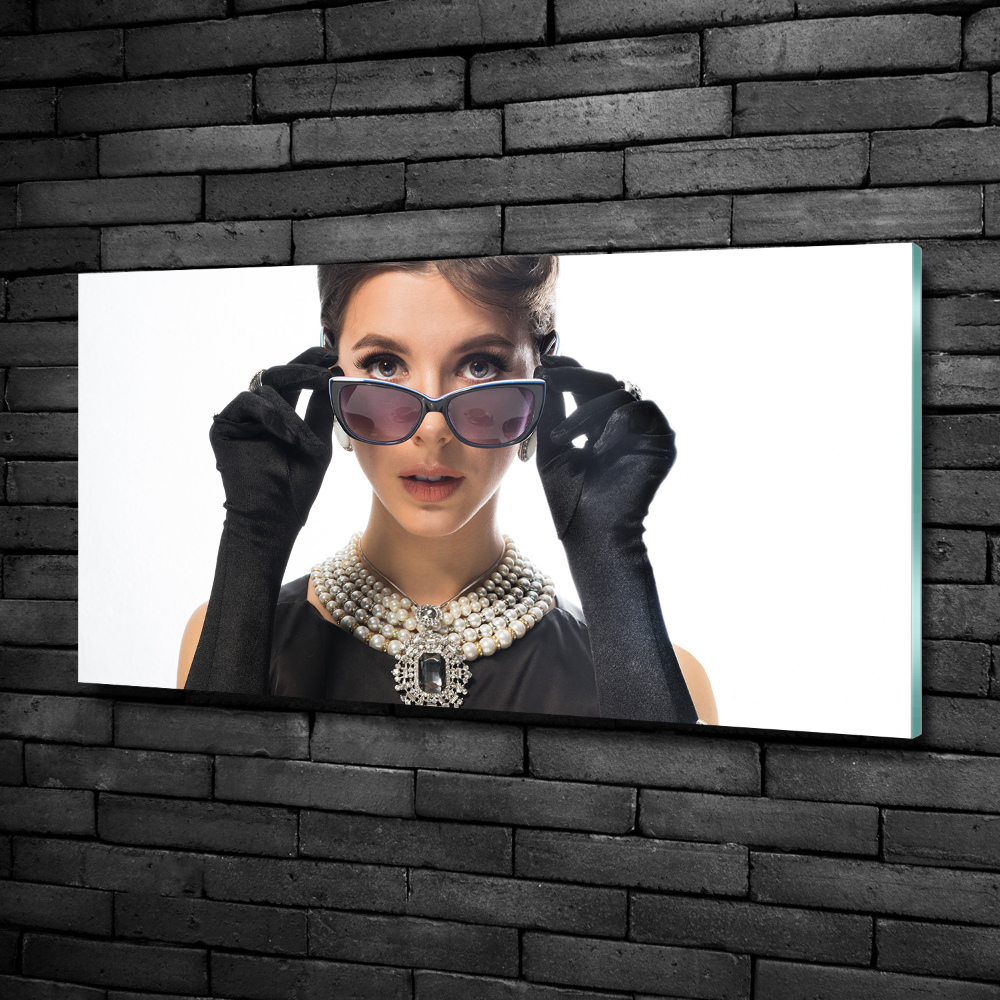 Photo printed on glass Woman with glasses