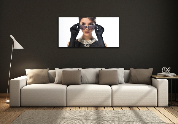 Photo printed on glass Woman with glasses