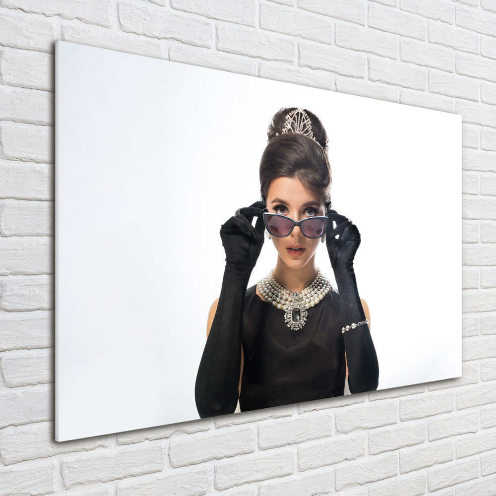 Photo printed on glass Woman with glasses