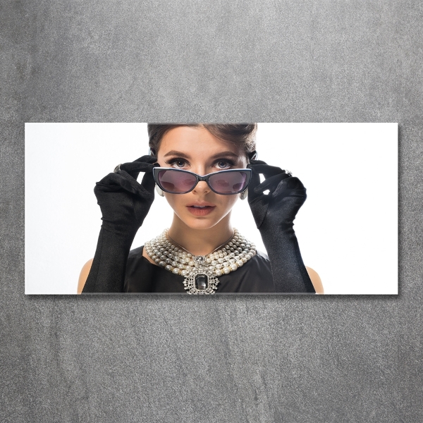 Photo printed on glass Woman with glasses