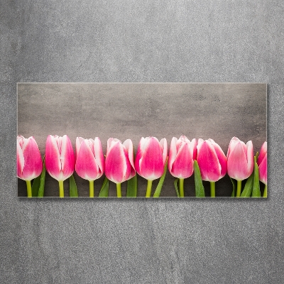 Glass picture print Pink tulips