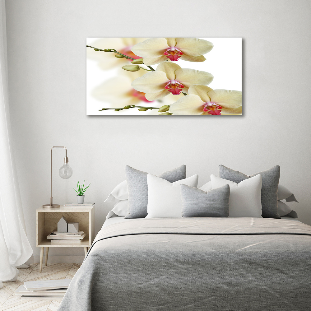 Glass wall art large Orchid