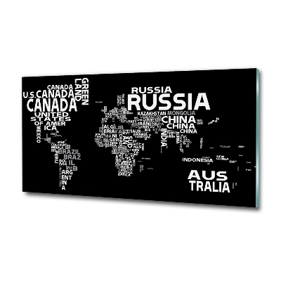 Wall art on glass World map subtitles